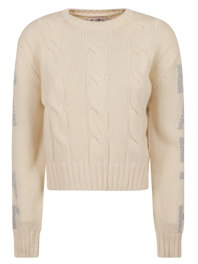 Mc2 Saint Barth Logo Sided Rib Trim Knit Sweater In Grigio