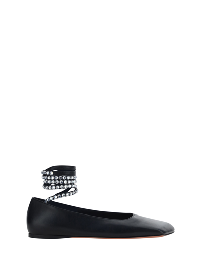 Amina Muaddi Muaddy Black Tokyo Family Ane Nappa Lace Up Flats