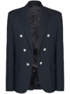 Balmain Black Grain De Poudre Blazer In Blue