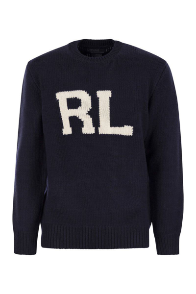 Polo Ralph Lauren Rl Wool Inlay Sweater In Blue