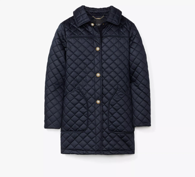 Kate Spade Women's Imitation-pearl-button Quilted Coat In Midnight Navy