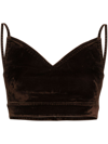 Loewe Denim Cropped Strappy Top In Brown