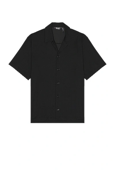 Wao Ribbed Knit Camp Shirt In Black