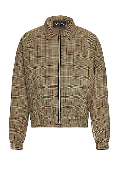 Wao Plaid Bomber Jacket In Brown & Black
