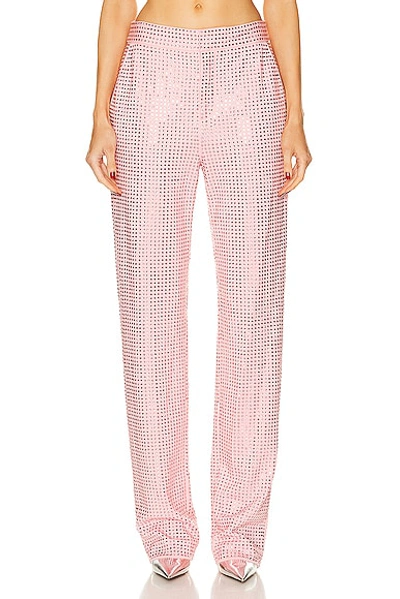 Area Crystal Embellished Straight Leg Pant In Candy Rose