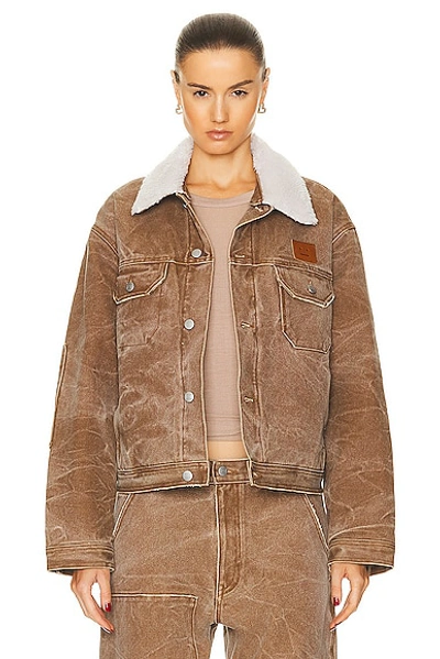 Acne Studios Face Collar Jacket In Toffee Brown