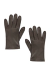 Saint Laurent Leather Gloves In Khaki & Gold