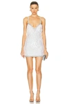 Retroféte Ivanna Open-back Embellished Sequined Tulle Mini Dress In White & Silver