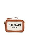 Balmain B-army Mini Camera Bag Crossbody In Natural Brown/gold