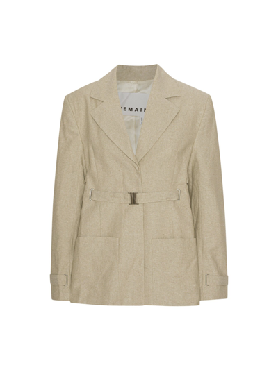 Remain Birger Christensen Beige Belted Blazer In Neutrals