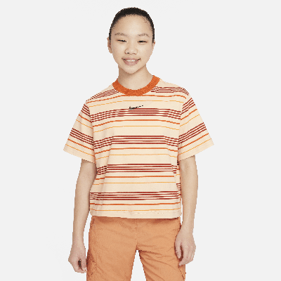 Nike Sportswear Essentials+ Big Kids' (girls') Boxy T-shirt In Orange