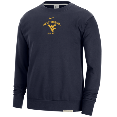 Nike West Virginia Standard Issue  Men's College Fleece Crew-neck Sweatshirt In Blue