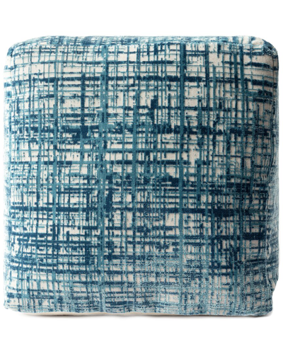 Lr Home Natalie Teal/ivory Contemporary Abstract Ultra-soft Pouf In Blue