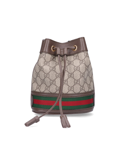 Gucci 'ophidia' Mini Bucket Bag In Brown