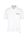 Thom Browne Rwb Trim Jersey Polo Short In White