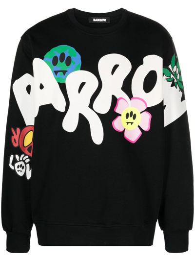 Barrow Logo-print Cotton Sweatshirt In Black  