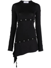 Attico Studded Asymmetric Convertible Dress In Black  