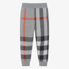 BURBERRY BOYS GREY CHECKED WOOL JOGGERS