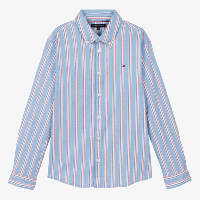 Tommy Hilfiger Teen Boys Blue Striped Cotton Shirt