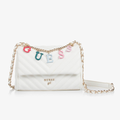 Guess Kids' Girls White Faux Leather Charm Bag (19cm)