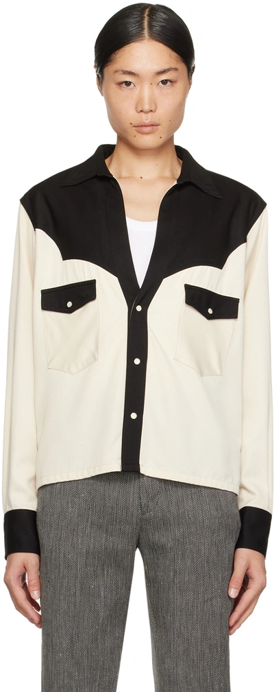 The Letters Off-white & Black Western Shirt In Lfbc-s0002a