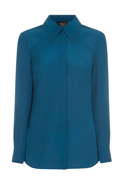 A/m/g Silk Blouse In Blue