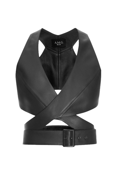 A/m/g Leather Top In Black