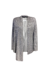 ANITABEL TIA STRUCTURED SEQUIN HIGH LOW BLAZER WITH A DETACHABLE BELT IN SILVER