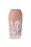 ANITABEL HAZEL LACE AND FEATHER KNEE LENGTH SKIRT.