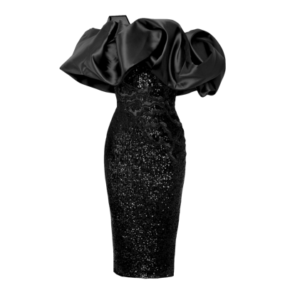 Anitabel Structured Puffed Off Shoulder Dress In Black