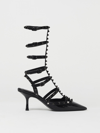 Valentino Rockstud Leather Ankle-strap Pumps In Black