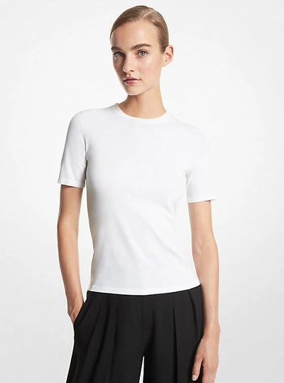 Michael Kors Stretch Viscose Short-sleeve Sweater In White