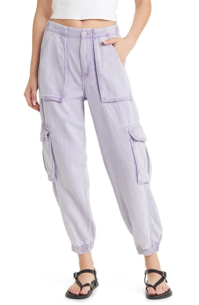 Allsaints Frieda Cargo Denim Joggers In Washed Purple