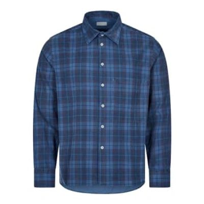 Universal Works Cord Check Shirt In Blue