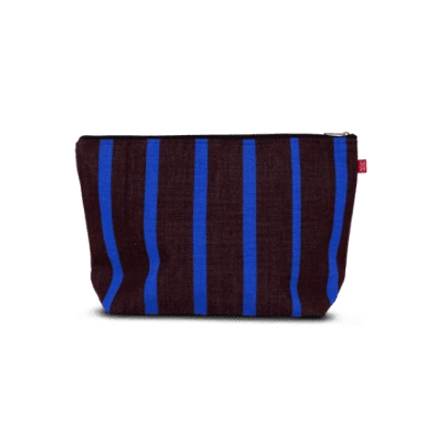 Afroart America Striped Large Cotton Toiletry Pouch, Blue & Brown