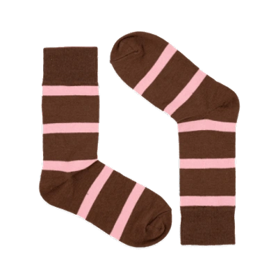 Afroart Striped Cotton Socks, Brown & Pink
