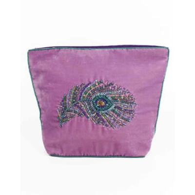 My Doris - Peacock Feather Make Up Bag In Purple