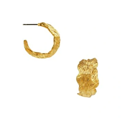Orelia Hammered Leaf Hoop Earrings In Gold