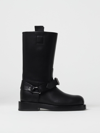 Burberry Strap Detail Leather Boots In Black