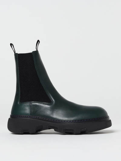 Burberry Chelsea Creeper Leather Ankle Boots In Green