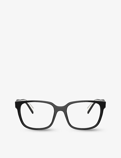 Prada Mens Black Pr 17zv Rectangle-frame Acetate Glasses