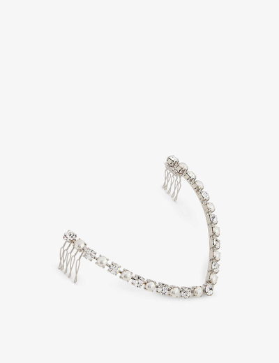 Lelet Ny Womens Silver Pearly Vee Crystal-embellished Rhodium Headband