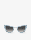 Swarovski Womens Blue Sk7011 Cat-eye Gem-embellished Metal Sunglasses In Blue