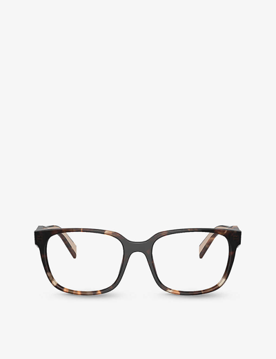 Prada Mens Brown Pr 17zv Rectangle-frame Acetate Glasses