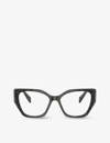 Prada Womens Black Pr 18wv Irregular-frame Acetate Glasses In Black
