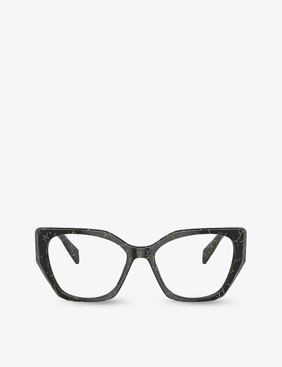 Prada Womens Black Pr 18wv Irregular-frame Acetate Glasses