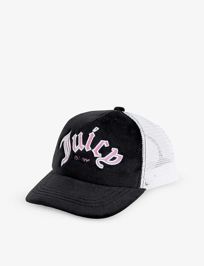 Juicy Couture Womens Black101 Logo-embroidered Mesh-back Velour Cap