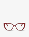 Prada Womens Red Pr 18wv Irregular-frame Acetate Glasses In Red