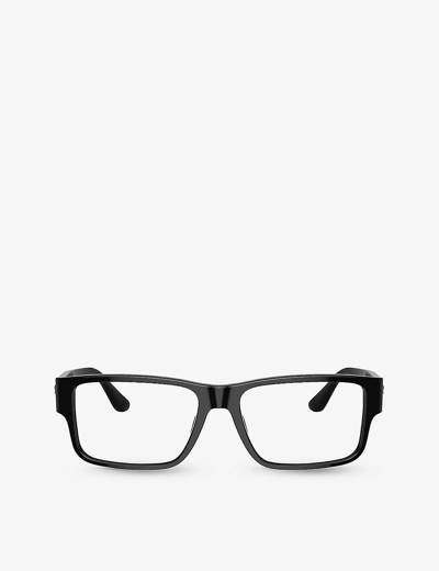 Versace Mens Black Ve3342 Branded Rectangular-frame Plastic Glasses
