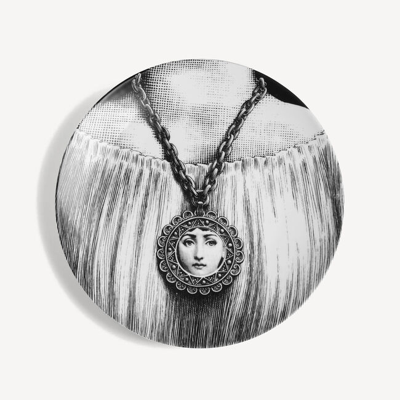 Fornasetti Tema E Variazioni N.206 Face In Pendant Plate In White/black